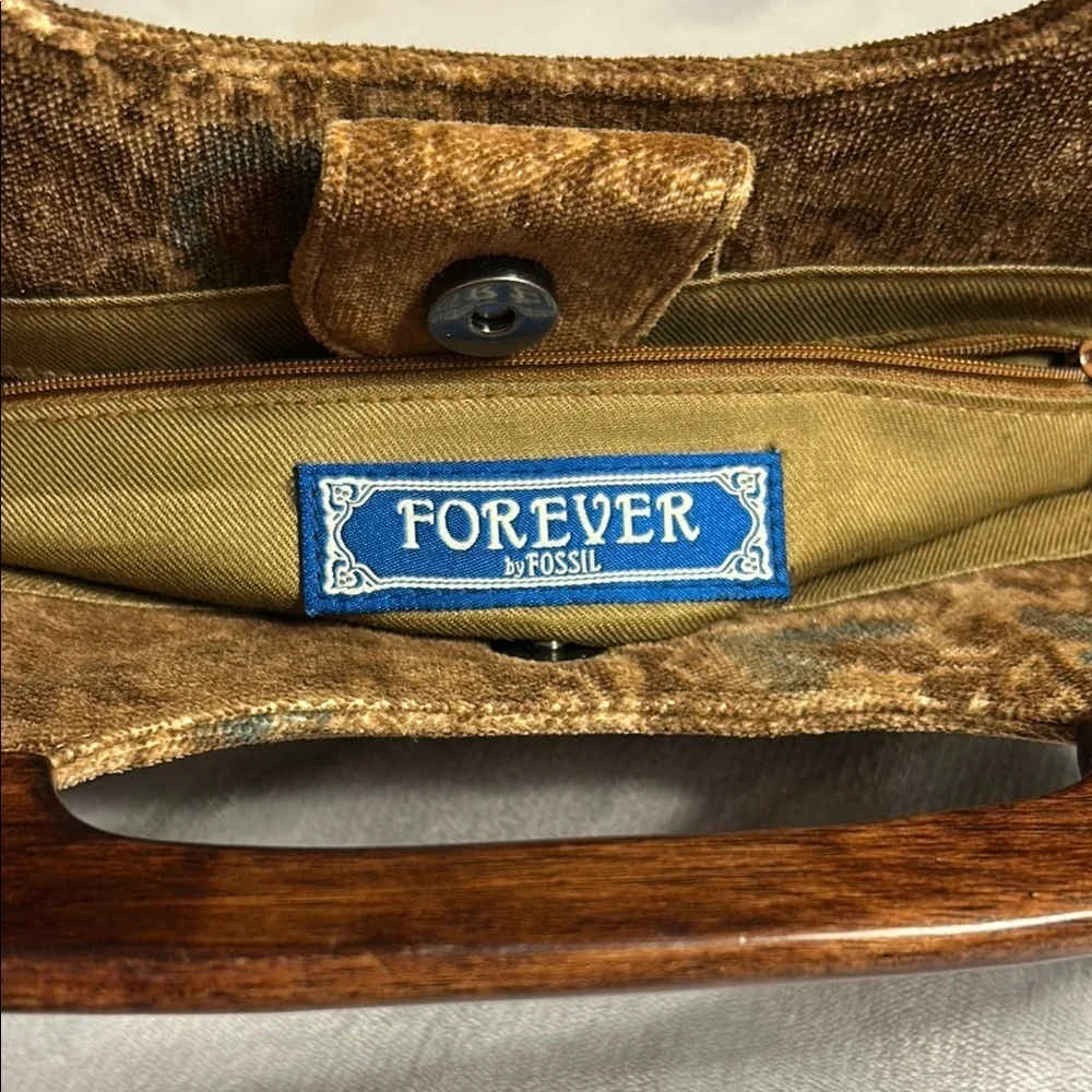 Forever by Fossil Vintage Velvet Handbag with Wooden Handles